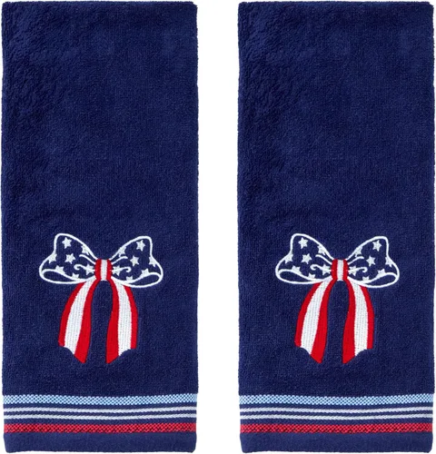 Vista 11 de SKL Home Americana Script - Juego de 2 toallas de mano, bordadas, azul marino 100% Cotton. Fun for Memorial Day, 4th of July, Labor Day & all