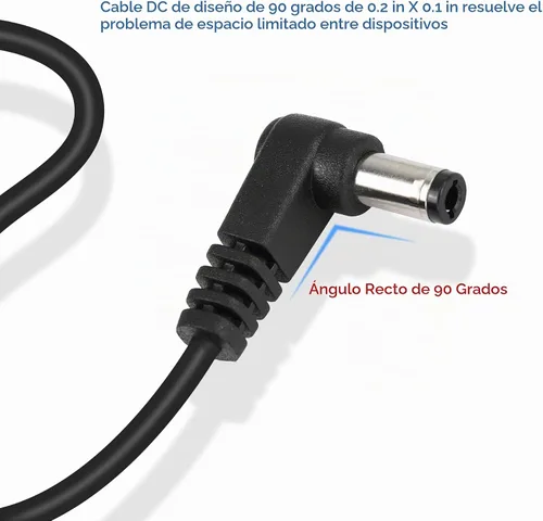 Vista 3 de GINTOOYUN Cable de extensión de alimentación CC de 0.217 in x 0.098 in, 90 grados, macho a macho, cable adaptador de corriente DC5525 en ángulo