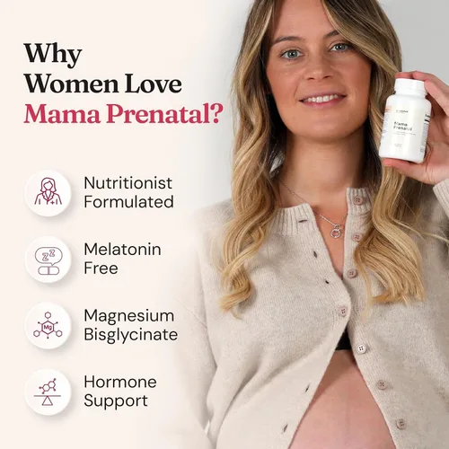 Vista 2 de Nourished Prenatal Mama - Vitaminas prenatales para mujeres con 27 nutrientes vitales, 1,200 mcg de folato metilado y colina para la concepción
