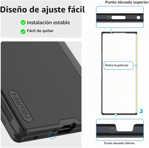 Vista 4 de Nillkin - Funda magnética para Samsung Galaxy Z Fold 7, compatible con MagSafe, protección de bisagra, protector de pantalla HD, textura mate