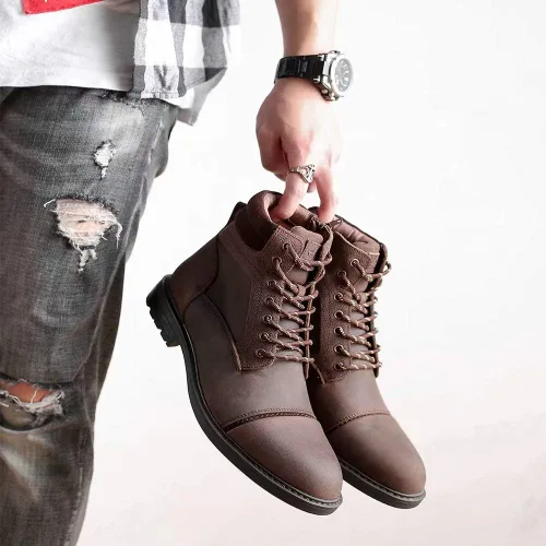 Vista 6 de Botas Chelsea para hombre, elegantes y cómodas, de cuero, con cremallera