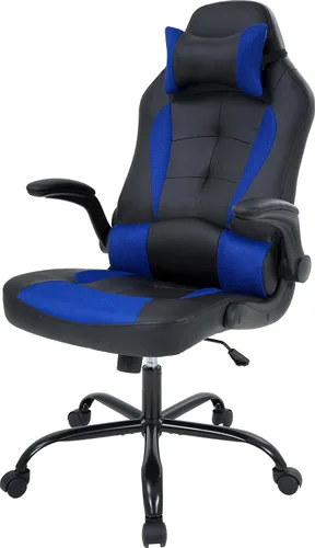 Vista 10 de Silla de oficina para videojuegos, silla de computadora con soporte lumbar y reposacabezas, silla de escritorio ejecutiva ergonómica ajustable