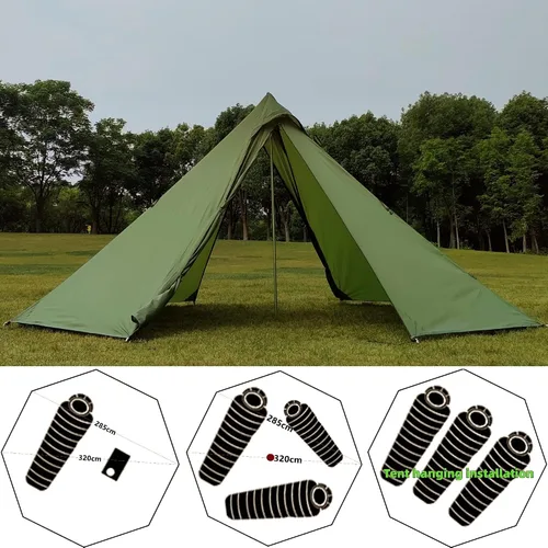Vista 5 de Tienda de campaña para 2-4 personas, para 4 estaciones, ultraligera, fácil de montar, estilo Teepee caliente