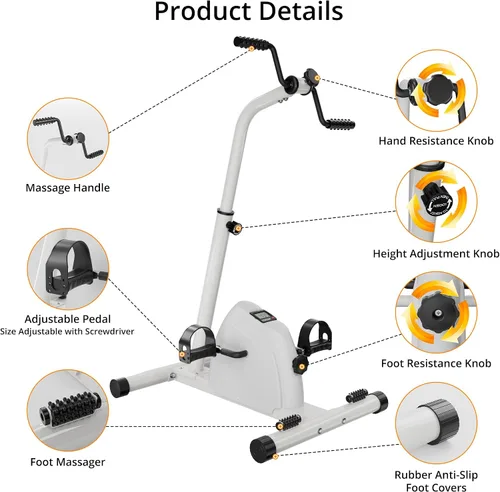 Vista 5 de Ejercitador de pádel, mini bicicleta estática para ciclismo de piernas y brazos, ejercicio de calentamiento