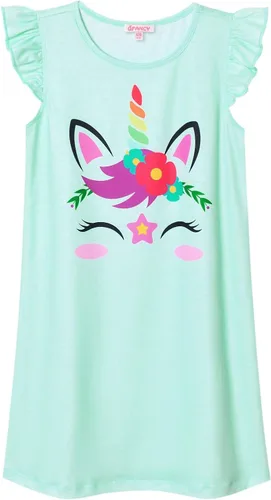 Vista 6 de QPANCY Camisones de princesa para niñas con estampado de algodón, ropa de dormir, pijamas, vestido para niños
