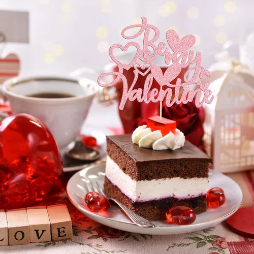 Vista 118 de Ephlyn 24 adornos para cupcakes con purpurina para el día de San Valentín, dulce amor, corazón, día de San Valentín, decoración para cupcakes