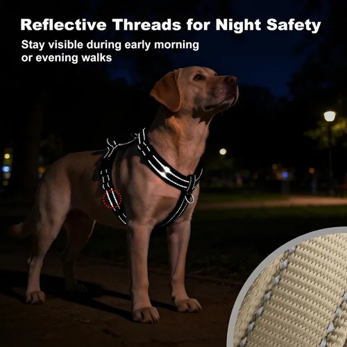 Vista 7 de Arnés Anti-Tirones para Perros con Asa, Malla Suave Acolchada Ajustable para Perros Pequeños, Medianos y Grandes Arnés Reflectante de Paseo Fácil