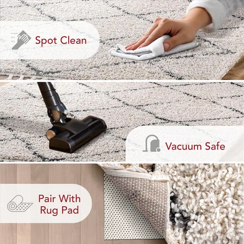 Vista 3 de nuLOOM Jessie - Alfombra marroquí de celosía con borlas, 7 pies 10 pulgadas x 10 pies, color blanco roto Nuloom Jessie Trellis 8' x 10' Area Rug