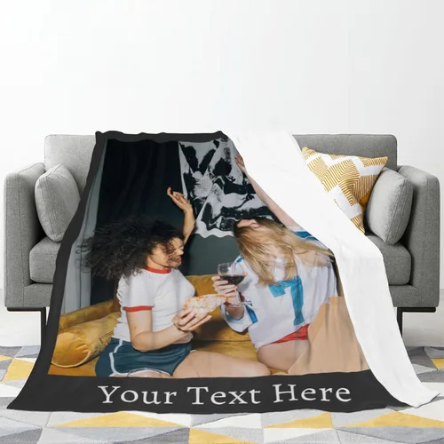 Vista 2 de Manta personalizada con texto de fotos, manta personalizada con mis propias fotos, manta conmemorativa personalizada para madres para mamá, papá