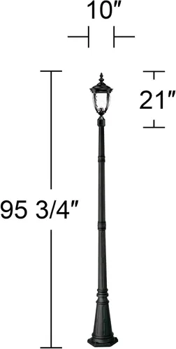 Vista 3 de John Timberland Bellagio - Poste de luz tradicional para exteriores con poste de base plana texturizado, negro, 99 3/4 pulgadas, vidrio martillado