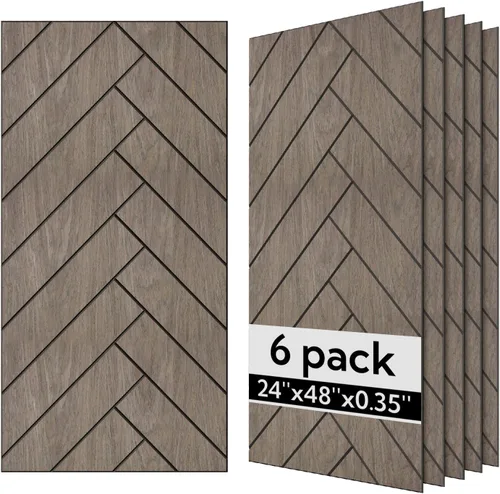Vista 9 de Olanglab Paneles de pared acústicos de chapa de madera, paquete de 6, paneles de pared absorbentes de sonido de 23.6 x 47.2 pulgadas para decoración