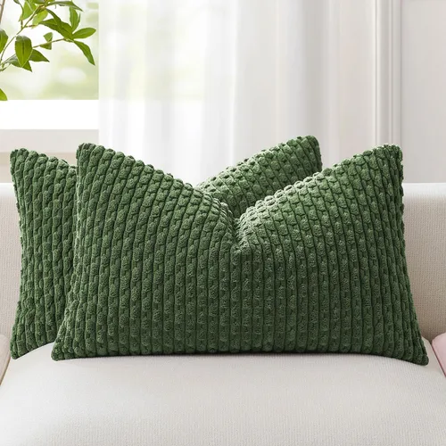 Vista 60 de Kevin Textile - Juego de 2 fundas de almohada de pana suave de 16 x 16 pulgadas, color verde aguamarina Fundas de almohada decorativas de pana
