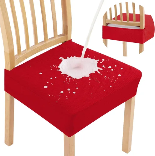 Vista 15 de Smiry Juego de 2 fundas de asiento impermeables para sillas de comedor, tela jacquard elástica, extraíble y lavable, fundas protectoras de asiento