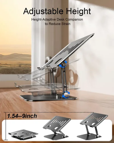 Vista 3 de Soporte ajustable para laptop, elevador de aluminio para laptop Negro