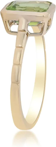 Vista 2 de Gin & Grace Anillo de peridoto genuino de oro amarillo de 14 quilates para mujer