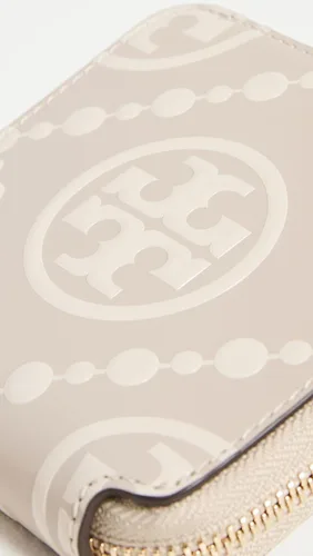 Vista 4 de Tory Burch Billetera plegable en relieve T Monogram Contrast para mujer, Longan Nueva crema, Compacto