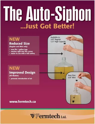 Vista 2 de Fermtech - Sifón automático de embotellado con cepillo, mini sifón automático de 15 pulgadas de largo para jarras de 1 galón con tubo de 3 pies