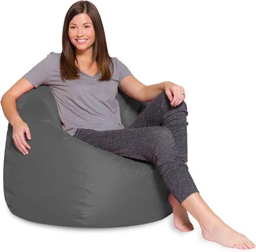 Vista 23 de Posh Creations - Sillón puff para niños, adolescentes y adultos, incluye funda extraíble y lavable a máquina, tamaño mediano de 27 pulgadas, lona