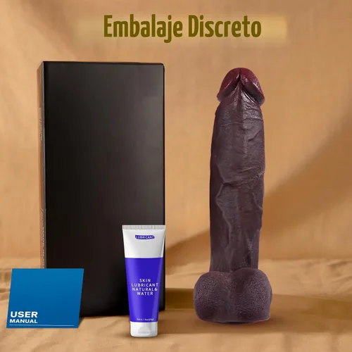 Vista 6 de Sex Toys - Consolador grande realista – Juguete sexual de 10.8 pulgadas de silicona marrón curvado, consoladores gigantes de doble capa para punto G