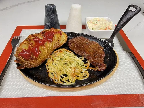 Vista 9 de HAWOK Fajita de hierro fundido con bandeja de bambú y asa Juego de 4 Negro-266-4