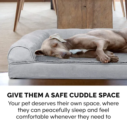 Vista 9 de Furhaven Pet – Sofá de felpa ortopédica para perro, cama con forma de L, tumbona ergonómica con contorno de cuna, cama para perros y gatos, varios