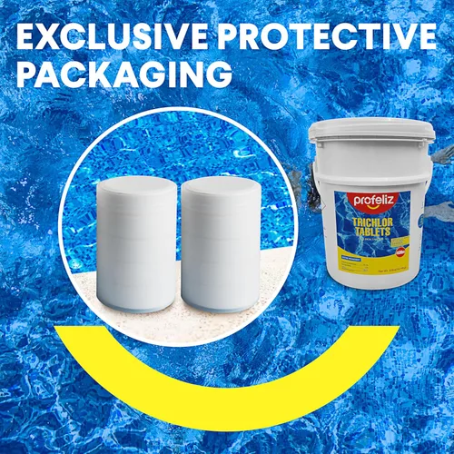 Vista 2 de PROFELIZ Tabletas de cloro de 3 pulgadas para piscinas, mata bacterias y detiene las algas, disolución lenta, embalaje protector exclusivo, tabletas
