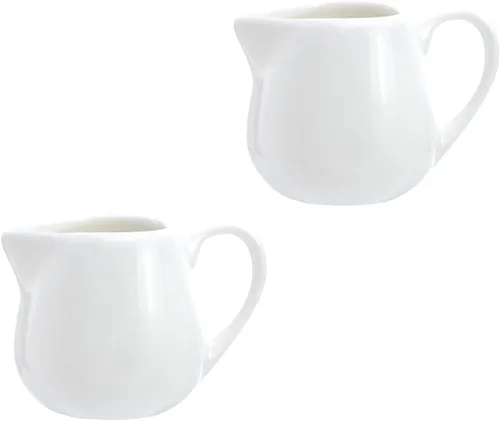 Vista 5 de CHOOLD 2 piezas Mini crema de cerámica con asa, jarra de crema de leche de café, color rojo, 1.5 oz