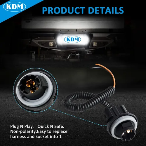 Vista 3 de KDM Conector Socket de Luz LED para Placa de Matrícula Arnés de Receptáculo de Cableado Ensamblaje Compatible con Chevy Silverado Sierra Avalanche