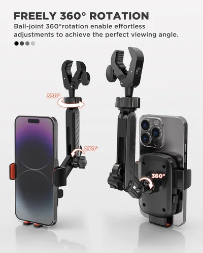 Vista 11 de IPOW Soporte de teléfono para espejo retrovisor para automóvil giratorio de 360° y retráctil, soporte de teléfono de automóvil con abrazadera