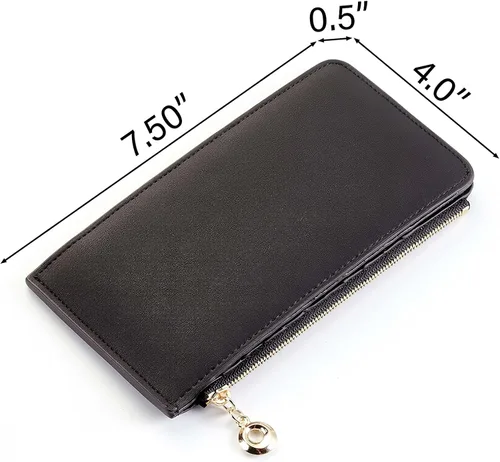 Vista 5 de Toughergun - Billetera organizadora de múltiples tarjetas con bloqueo RFID para mujer de cuero auténtico con bolsillo de cremallera