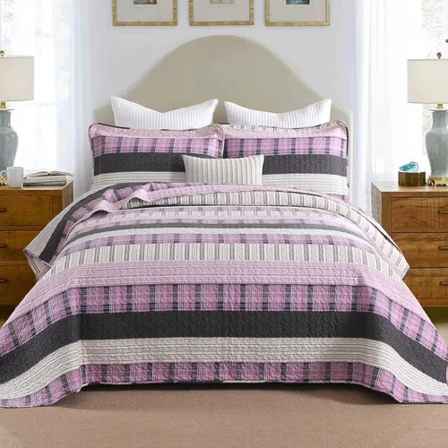 Vista 23 de Juego de ropa de cama con colcha Homzard tamaño individual - Juego de edredón 100% algodón, colcha de cama gris y azul para la cama, ropa de cama