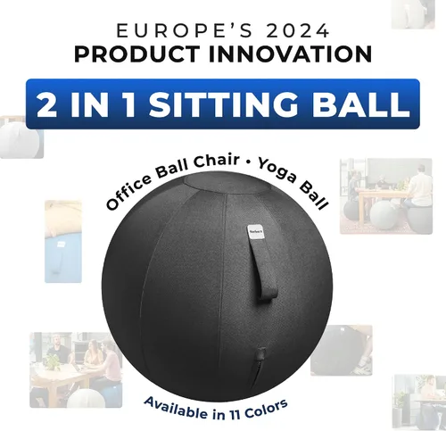 Vista 2 de Backerz Balance Ball Chair for Office & Home - Ergonomic Exercise Ball for Posture & Back Pain Relief, Yoga Ball Chair - Sitting Ball with Washable