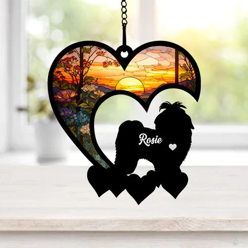 Vista 38 de NAZENTI Atrapasoles personalizado de sabueso afgano, adorno conmemorativo personalizado para la pérdida de mascotas, regalo de condolencia