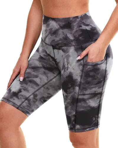 Vista 24 de Biker Shorts for Women with Pockets - 8"/5"/3" Booty Black Spandex Shorts Verde militar