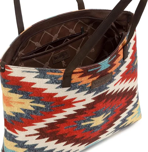 Vista 5 de Wrangler Tote Purse Bag Aztec Canvas Shoulder Bags