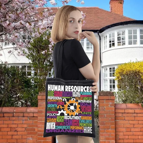 Vista 3 de LEVLO Recursos humanos Bolso de hombro del reclutador de los regalos de la lona del bolso de asas de la lona para el compañero de trabajo