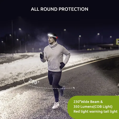 Vista 5 de Linterna frontal LED, faros delanteros recargables con haz ancho de 230° y luz trasera roja para llevar con 3 modos de iluminación, linterna