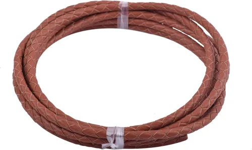 Vista 51 de 2 yardas 8.0mm Cordón redondo de cuero trenzado auténtico marrón antiguo para corbata de bolo