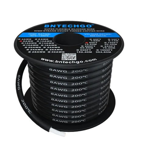 Vista 9 de Bntechgo 8 alambres de silicona suave y flexible, silicona resistente a altas temperaturas, altamente eficiente 8 AWG calibre, 1650 hilos de alambre