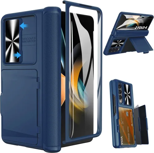 Vista 12 de Viaotaily Funda para Galaxy Z Fold 4 con Soporte para S Pen y Tarjetero y Protección de Bisagra, Protector de Pantalla Integrado y Cubierta