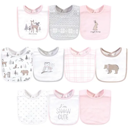Vista 55 de Hudson Baby Baberos unisex de algodón para bebé, nube rosa, talla única (paquete de 2)