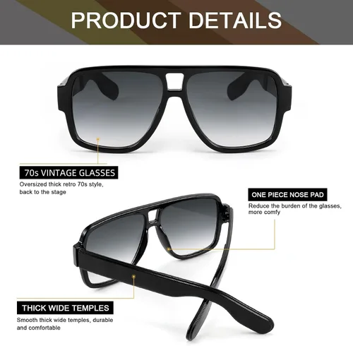 Vista 6 de Karsaer Gafas de aviador inspiradas en los años 70 para hombres y mujeres, marco cuadrado de doble puente, diseño de piloto audaz K7123