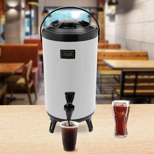 Vista 5 de Dispensador de bebidas calientes, dispensador de bebidas con aislamiento de acero inoxidable de 12 L, dispensador de bebidas frías y calientes