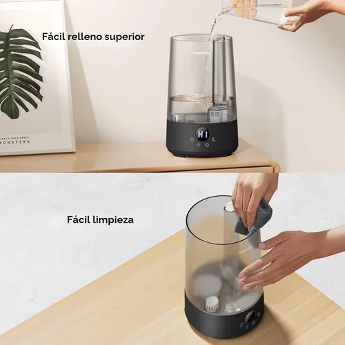Vista 5 de Homvana Humidificadores para dormitorio y hogar, 3.6 L de llenado superior de niebla fría 34 horas de tiempo súper largo, silencioso 23 dB