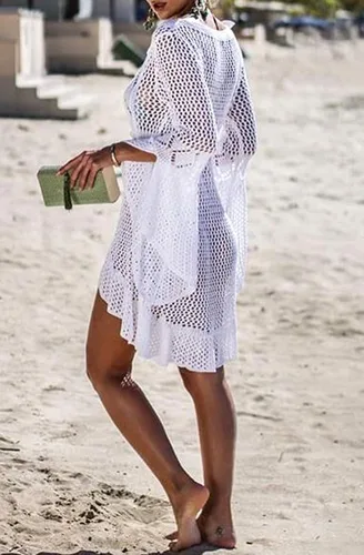 Vista 4 de Wander Agio - vestido para playa, con diseño de red, atractivo, para usar encima del bikini.