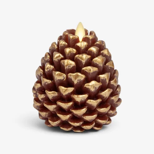Vista 9 de Luminara Pinecone - Velas sin llama, con acabado marrón tiza, figuras de piña, velas LED de cera real sin perfume, funcionan