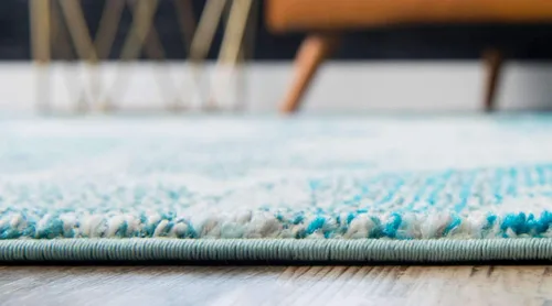 Vista 4 de Alfombra moderna Positano de estilo costero de Loom, Polipropileno, Azul claro