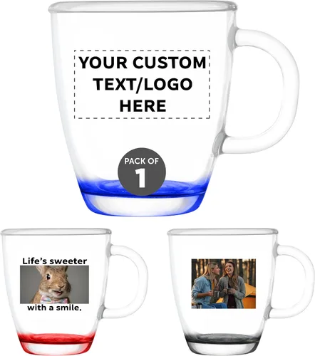 Vista 9 de DISCOUNT PROMOS London Glass Ceramic Mugs 11.75 oz. - Customizable Text, Logo - Drinkware, Coffee, C-handle - Black Custom – Black