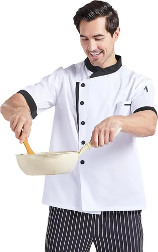 Vista 4 de Nanxson Chaqueta de chef unisex para hombre, abrigo de chef para restaurante, cocina, uniforme CFM0016