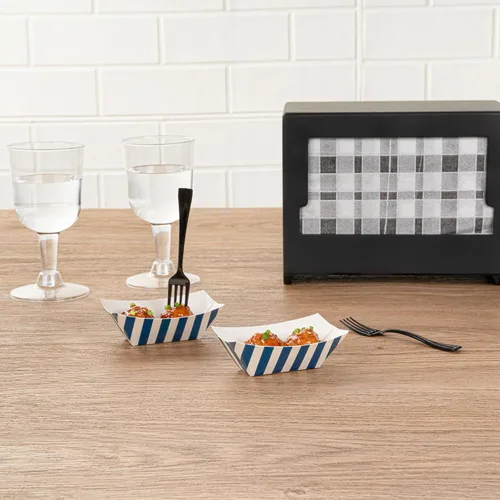 Vista 7 de Restaurantware Bio Tek 2 onzas Botes de comida desechables de 400 bandejas de papel para alimentos - Botes de papel a prueba de grasa con diseño